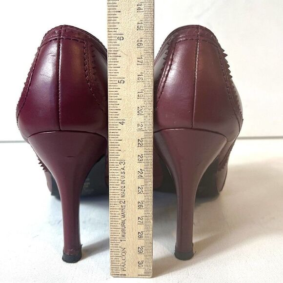 Newport News Burgundy Leather Victorian Style High Heel Womens Size 9.5M Lace Up - Picture 9 of 10